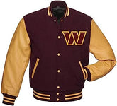 Men's Burgundy and Gold Varsity Letterman Jacket – Classic Two-Tone College Style - ZOQ Leather