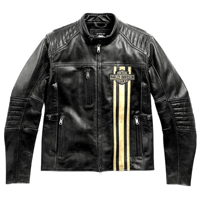 Men’s Motorcycle Leather Jacket | Striped Detail - ZOQ Leather