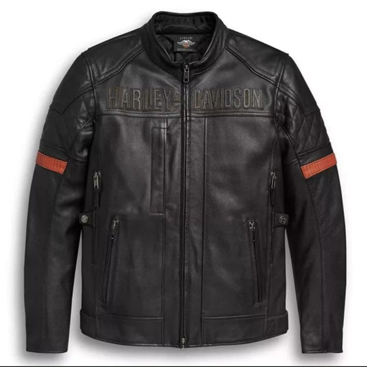 Harley Davidson Men’s Genuine Leather Motorcycle Jacket – Iconic Style & Durability - ZOQ Leather