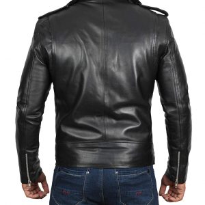 Men's Classic Black Leather Motorcycle Jacket – Timeless Biker Style with Belted Waist - ZOQ Leather