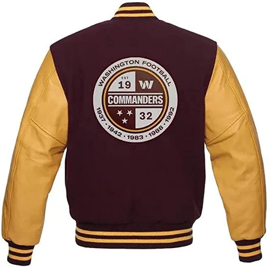 Men's Burgundy and Gold Varsity Letterman Jacket – Classic Two-Tone College Style - ZOQ Leather