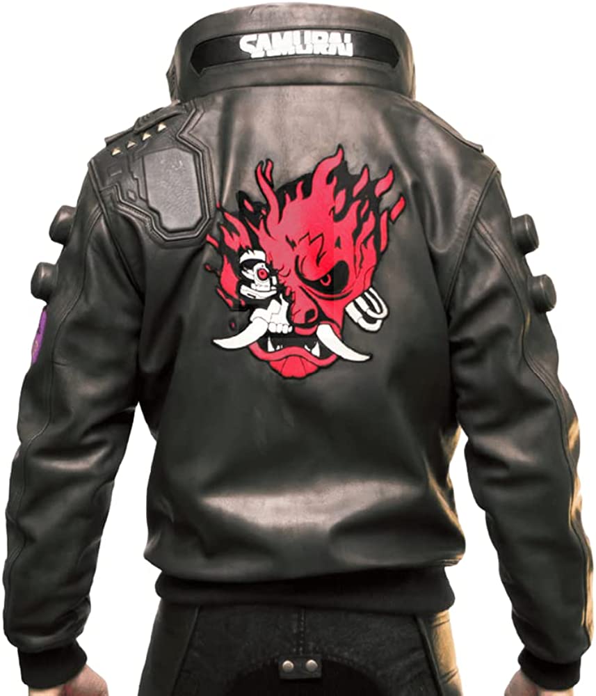 Men's Leather Cyberpunk Bomber Jacket – Unique Sculpted Design