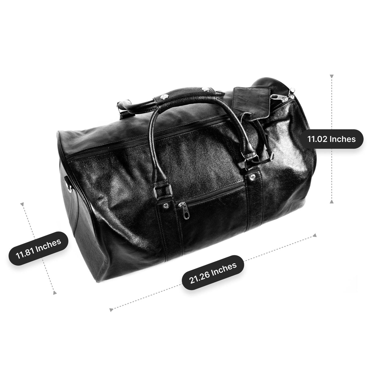 Black Leather Gym Duffle Bag – Luxury Travel & Weekender Bag for Men & Women" - ZOQ Leather
