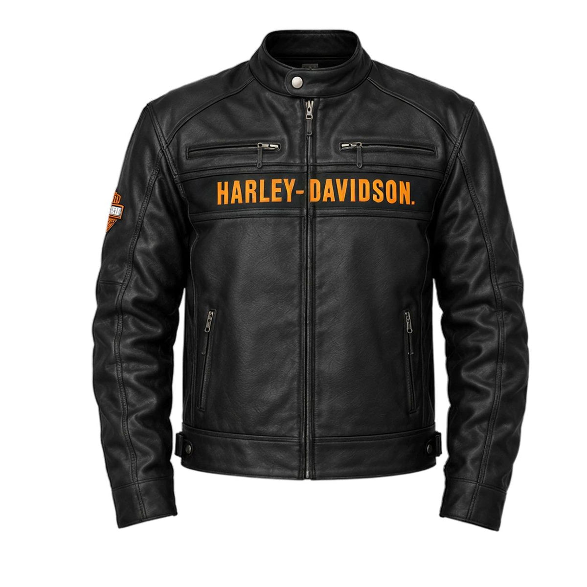 Men's Black Genuine Sheepskin Leather Biker Jacket