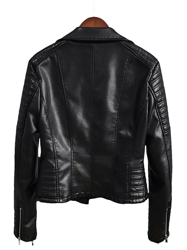 HOT! Women's Genuine Lambskin Leather Jacket Slim Fit Biker Black jacket Coat - ZOQ Leather