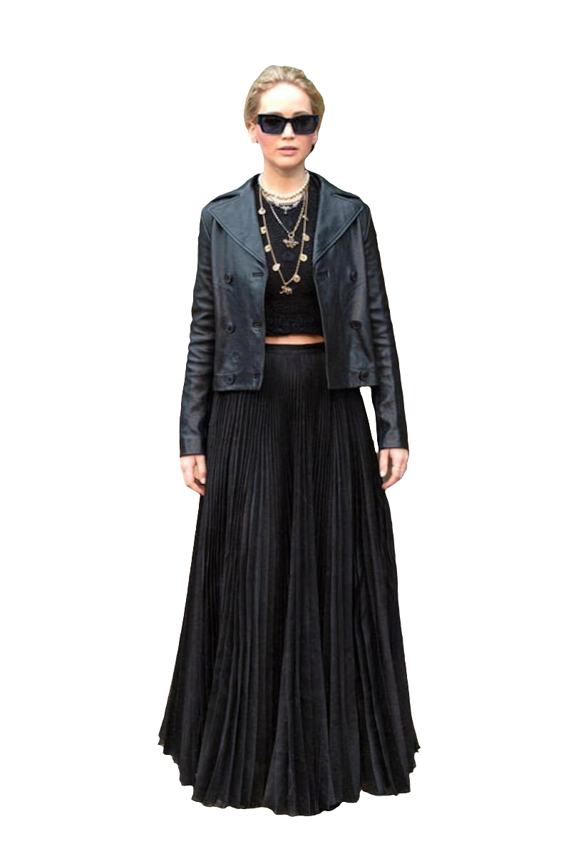 Jennifer Lawrence Black Leather Jacket by TJS - ZOQ Leather