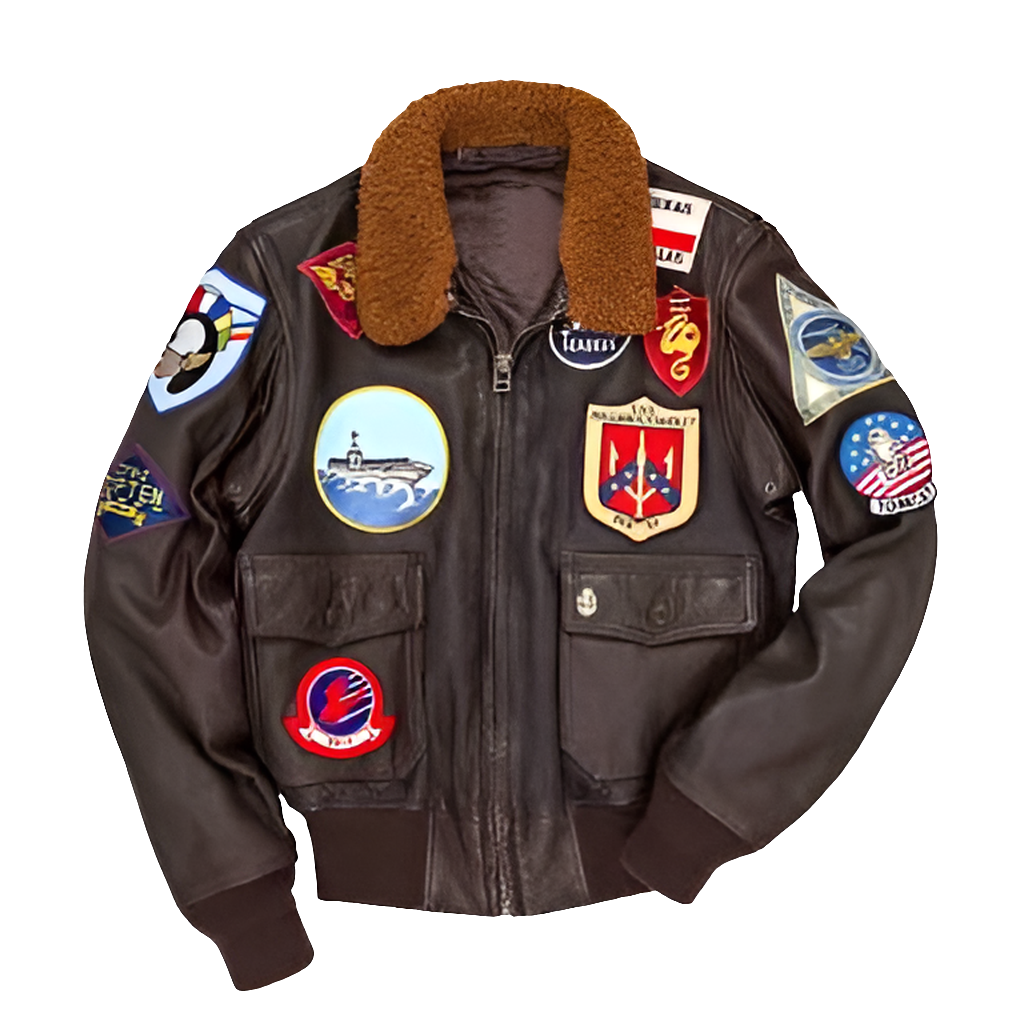 Authentic Bomber Leather Jacket with Military Patches – Retro Aviator Style - ZOQ Leather