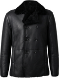 Men’s Black Shearling Leather Jacket – Premium Winter Coat with Fur Collar - ZOQ Leather