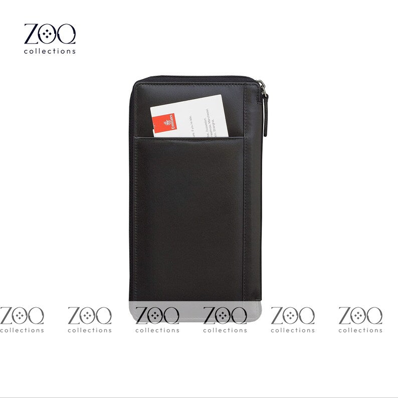 Leather Long Zip Wallet For Men - Women, Personalized Wallet With Zipper, Leather Phone Wallet, Leather Long Card Wallet, Wristlet Wallet - ZOQ Leather