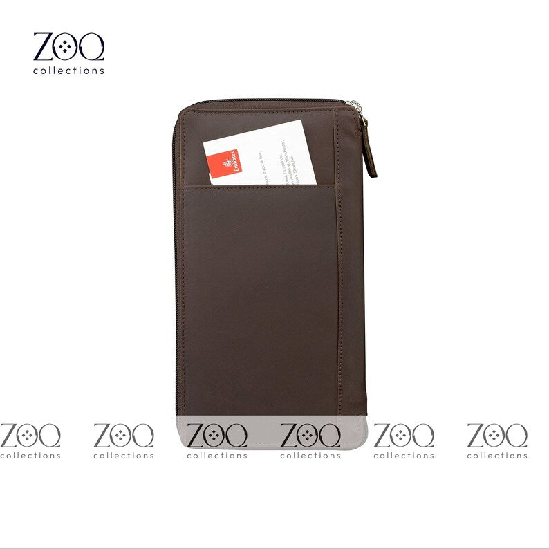 Leather Long Zip Wallet For Men - Women, Personalized Wallet With Zipper, Leather Phone Wallet, Leather Long Card Wallet, Wristlet Wallet - ZOQ Leather