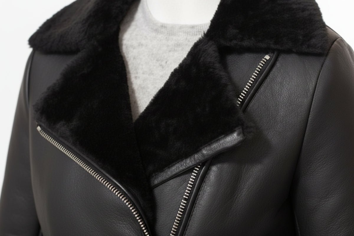 Women’s Black Lambskin Leather Biker Jacket | Slim Fit - ZOQ Leather
