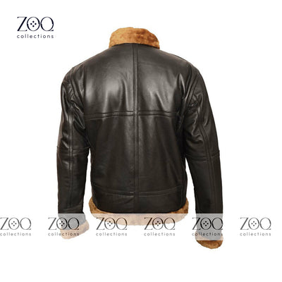 Traditional male B-3 Faux Faux fur Bomber Jacket - Airman Bomber Jacket Men by ZOQCollections - ZOQ Leather
