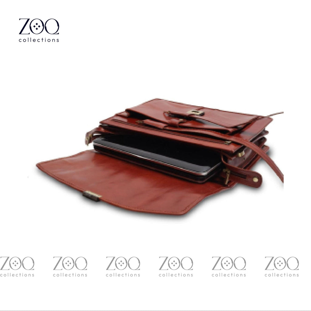Mens Leather Satchel Bag Briefcase ZOQ Collections Leather Laptop Bags for Men Premium Brown  Leather Laptop Bags - ZOQ Leather
