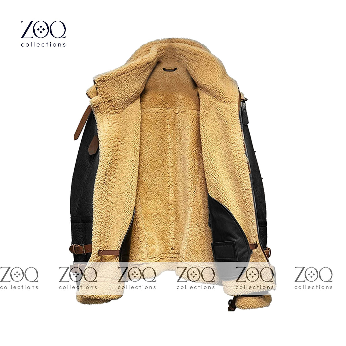 Men's brown cowhide leather jacket with real sheep fur lining, winter coat — ZOQ Leather