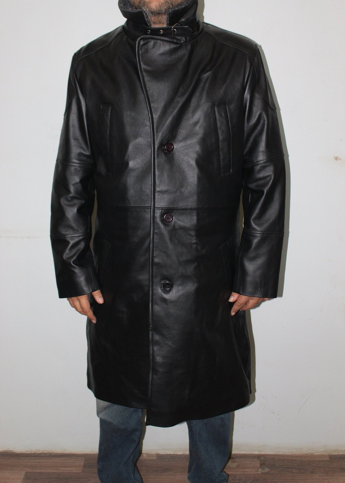 Warm and Cozy Black Trench Coat with Grey Fur for Sophisticated Fashion - ZOQ Leather