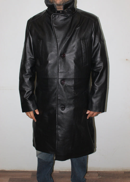 Warm and Cozy Black Trench Coat with Grey Fur for Sophisticated Fashion - ZOQ Leather