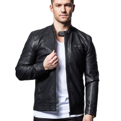 Men's Classic Black Cafe Racer Real Leather Jacket: A Timeless Biker Style - ZOQ Leather