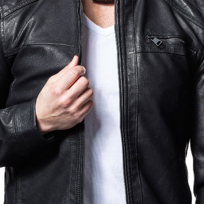 Men's Classic Black Cafe Racer Real Leather Jacket: A Timeless Biker Style - ZOQ Leather