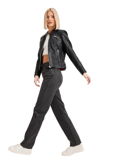 Women's Black  Short Body Slim Fit Cafe Racer Lambskin Leather Jacket - Design for Style and Comfort - ZOQ Leather