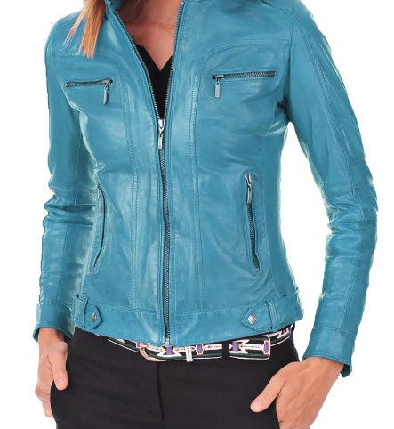 Women's Stylish Motorcycle Biker Genuine Lambskin Leather Jacket for Women - ZOQ Leather