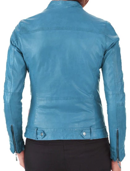 Women's Stylish Motorcycle Biker Genuine Lambskin Leather Jacket for Women - ZOQ Leather