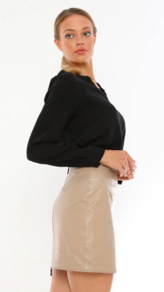 Women Leather Pencil Skirt/ Khaki Skirt/ Leather Skirt/ Conference skirt/ Women Leather dress/lambskin/ Beige skirt for women - ZOQ Leather
