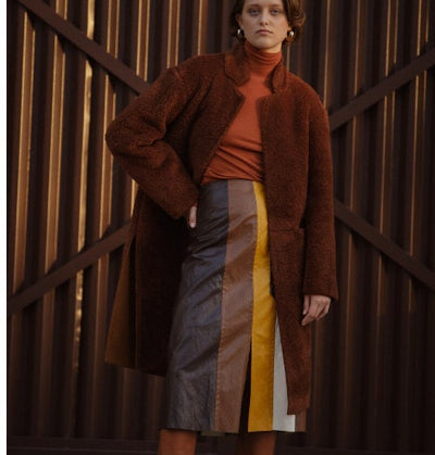 Women's Leather Pencil Skirt/Women's Skirt/ Leather Skirt in Honeycomb color panels/ Conference skirt/ Women Leather dress - ZOQ Leather