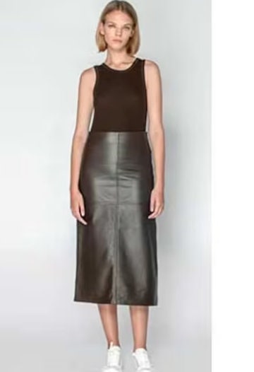 women Leather Skirt, Brown leather skirts, Long Leather Skirts for classy looks - ZOQ Leather