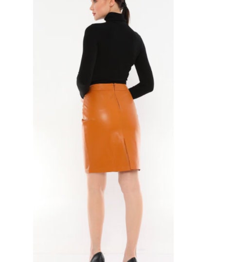Women Leather Pencil Skirt/ Women Mini Skirt/ Leather Skirt - ZOQ Leather