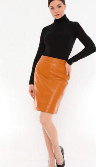 Women Leather Pencil Skirt/ Women Mini Skirt/ Leather Skirt - ZOQ Leather