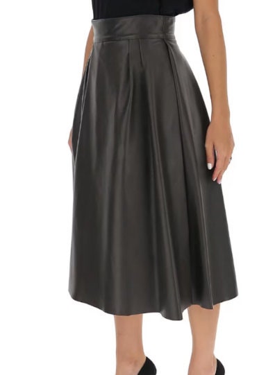 Women Leather black Skirt Beautifully Stitched in Genuine Lamb leather - ZOQ Leather