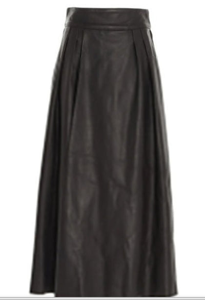 Women Leather black Skirt Beautifully Stitched in Genuine Lamb leather - ZOQ Leather