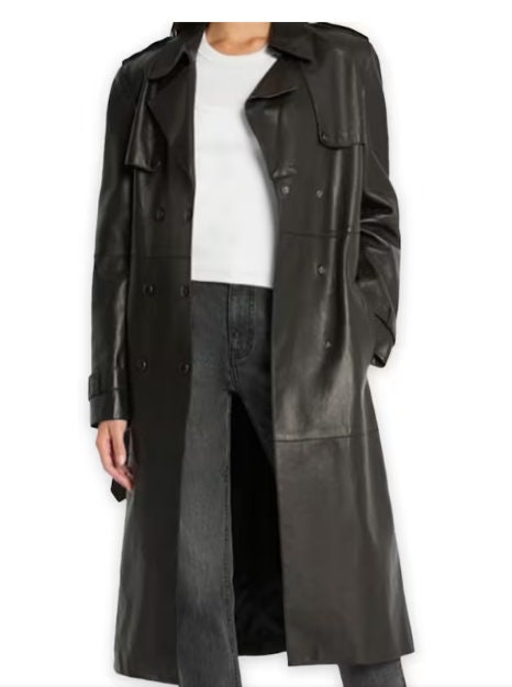 Women's Stylish Leather Trench Coat in Black and chestnut colors - ZOQ Leather