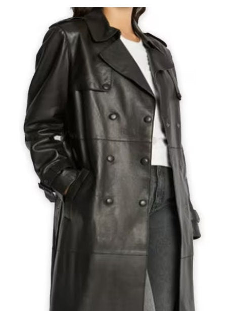 Women's Stylish Leather Trench Coat in Black and chestnut colors - ZOQ Leather