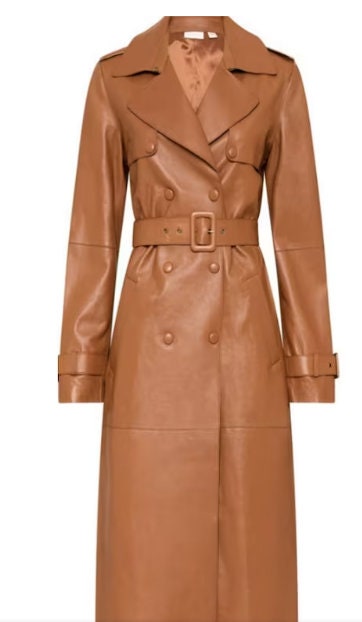 Women's Stylish Leather Trench Coat in Black and chestnut colors - ZOQ Leather