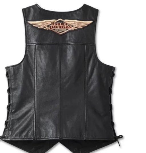 Women's Harley Davidson Leather Vest for Women Clothing Gift for him - ZOQ Leather