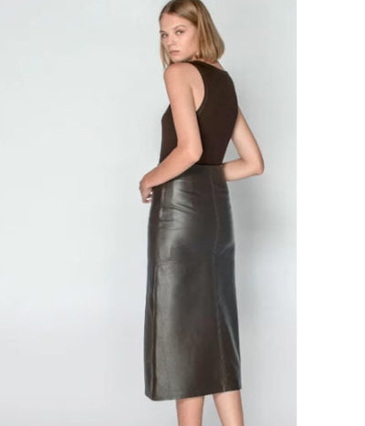women Leather Skirt, Brown leather skirts, Long Leather Skirts for classy looks - ZOQ Leather