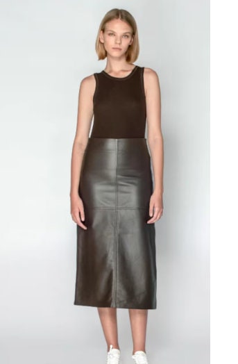women Leather Skirt, Brown leather skirts, Long Leather Skirts for classy looks - ZOQ Leather