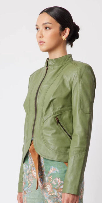 Womens leather jacket/Leather Jacket for women in different shades of green and brown/100 % genuine lamb leather - ZOQ Leather