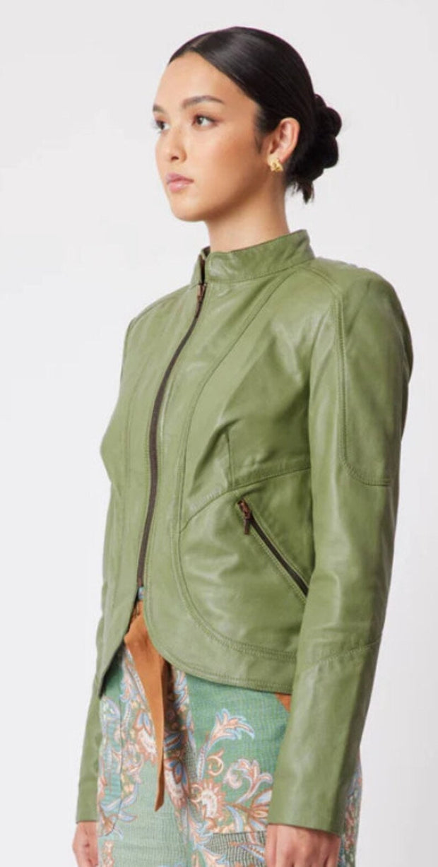 Womens leather jacket/Leather Jacket for women in different shades of green and brown/100 % genuine lamb leather - ZOQ Leather