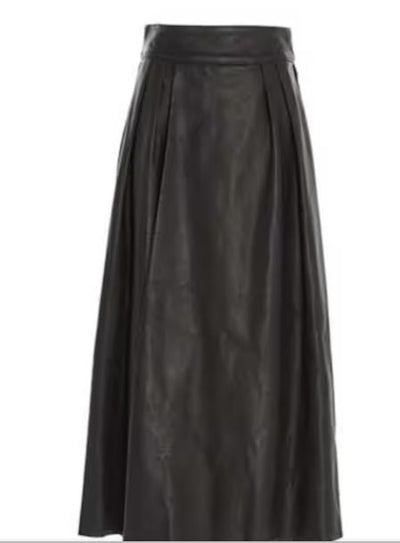 Women Leather black Skirt Beautifully Stitched in Genuine Lamb leather - ZOQ Leather