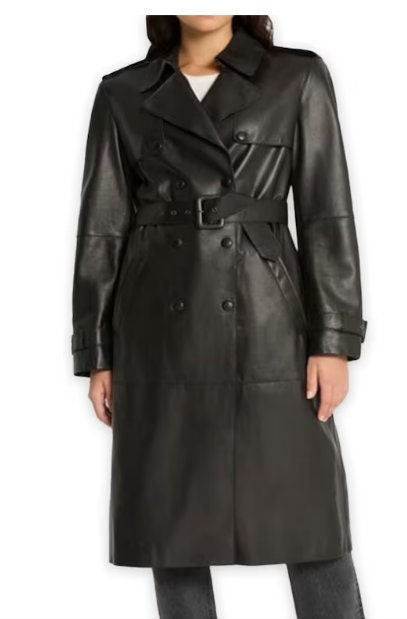 Women's Stylish Leather Trench Coat in Black and chestnut colors - ZOQ Leather