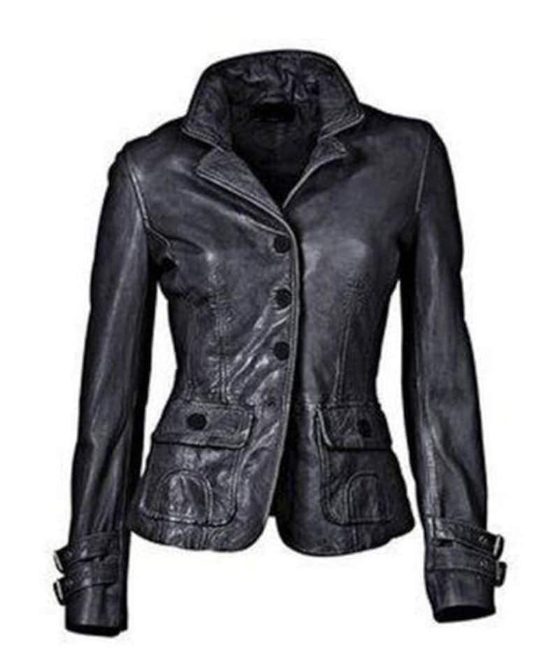 Women's Genuine Lambskin Soft Leather Motorcycle Slim Fit Handmade Biker Jacket/Coat - ZOQ Leather